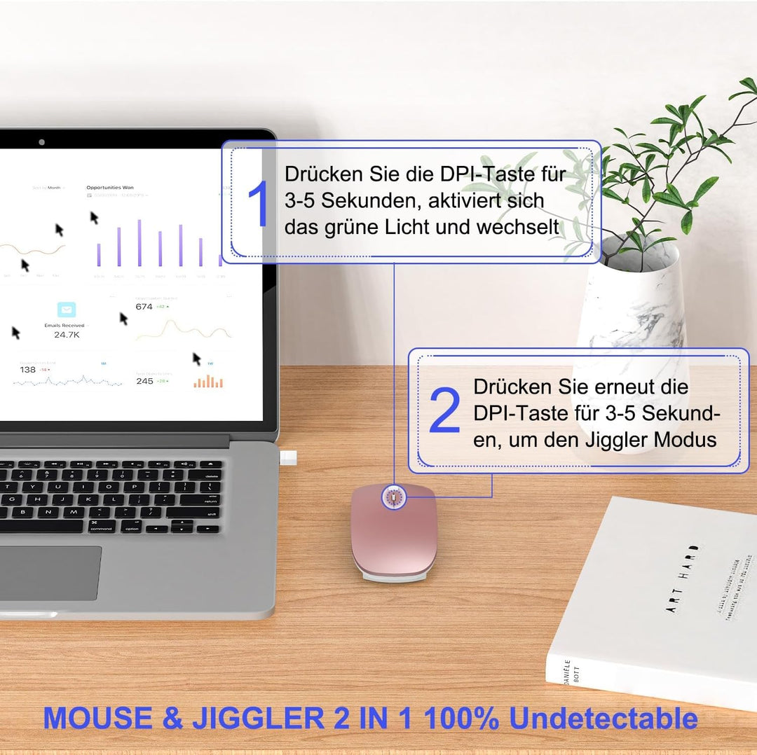 Azmall Bluetooth Kabellose Maus Jiggler Nicht Nachweisbar, Wiederaufladbare Maus Kabellos integriert