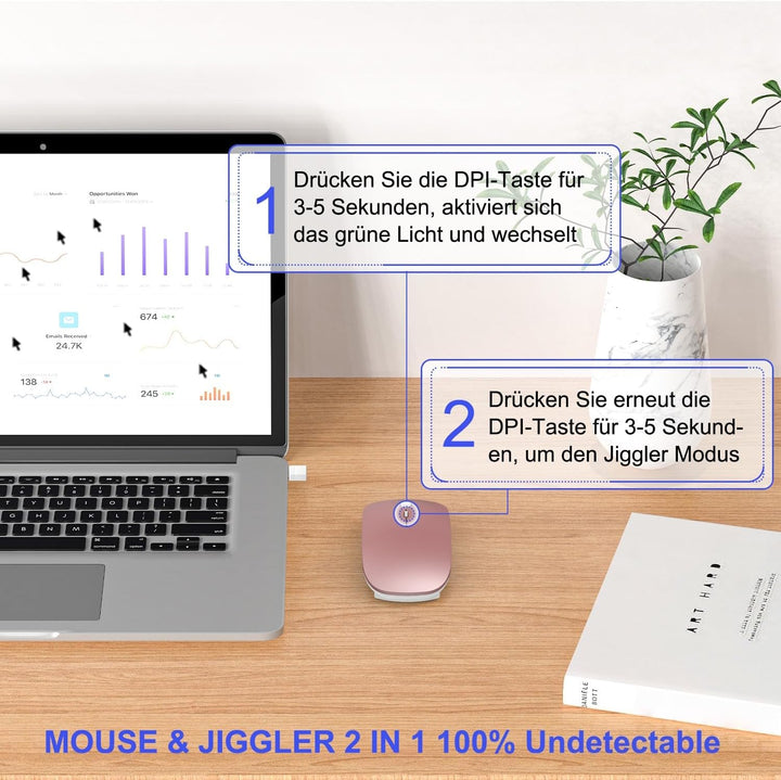 Azmall Bluetooth Kabellose Maus Jiggler Nicht Nachweisbar, Wiederaufladbare Maus Kabellos integriert