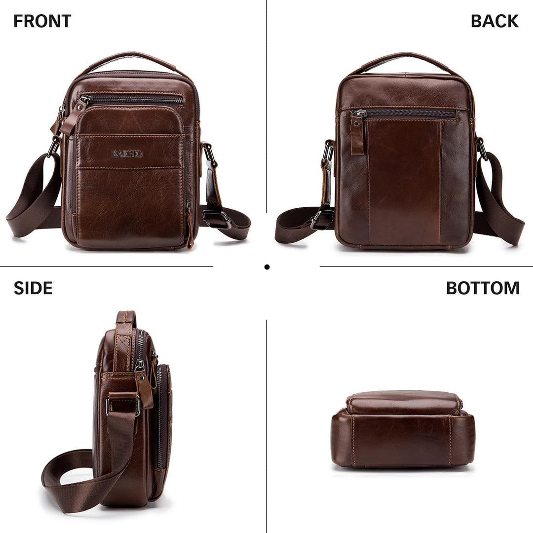 BAIGIO Leder Umhängetasche Herren Schultertasche Vintage Männer Tasche Crossbody Bag Herrentasche zu