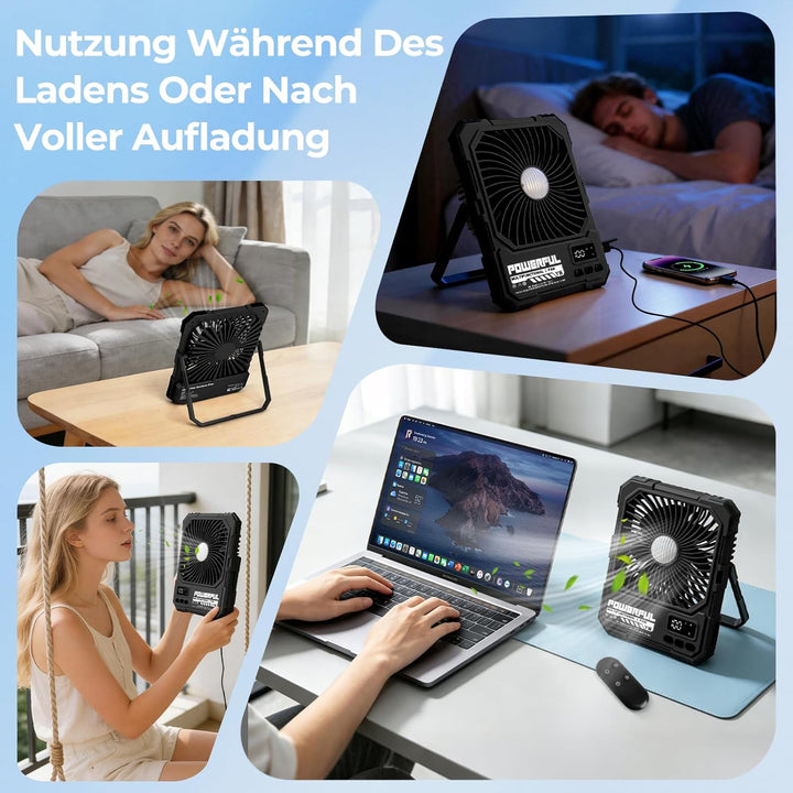 FORMIZON Camping Ventilator mit Licht, 20000mAh USB Ventilator Leise 17-85 Std 5 Geschwindigkeiten A