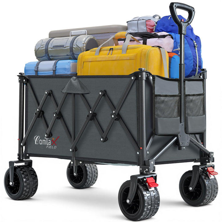 COMLAX FIELD Bollerwagen Faltbar 200L 200KG, Faltbarer Bollerwagen mit Breiten Rädern, Strandwagen K