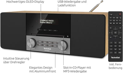 TechniSat DIGITRADIO 3 - Stereo DAB Radio Kompaktanlage (DAB+, UKW, CD-Player, Bluetooth, USB, Kopfh