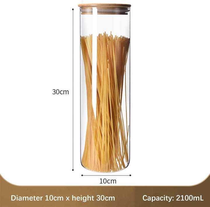 Keyoung 2 Stücke Müsli Aufbewahrung glas, Vorratsgläser mit Deckel 2100ml für Hafer, Müsli, Nudeln,
