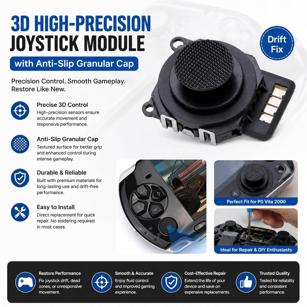 CHEOTIME 2 Stück 3D Button Joystick, Analoger 3D-Tasten-Joystick Für Psp 2000, Switch Ersatz Wireles
