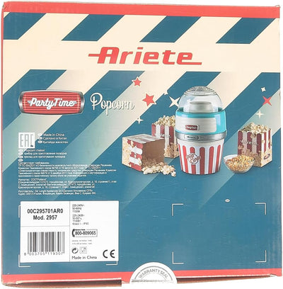 Ariete 2956 Popcornmaschine, 1100 W, für 60 g Mais, Popcorn fertig in 2 Minuten, Rot