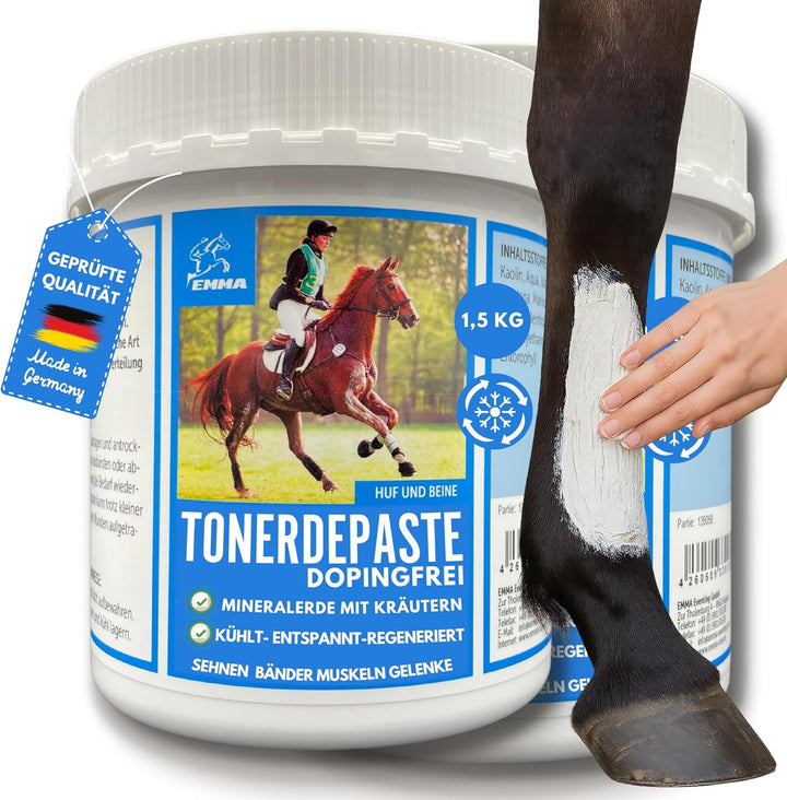 EMMA essigsaure Tonerde Pferde ⇒ Tonerde Pferd Dopingfrei 2*1,5Kg - Pferdebalsam Kühlend - Tonerdepa