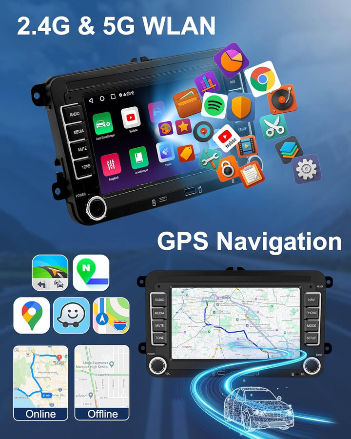 Ledio Bluetooth Autoradio mit Bildschirm für VW Golf 5 6 T5 Polo 6r Caddy Passat Touran Seat, Auto R