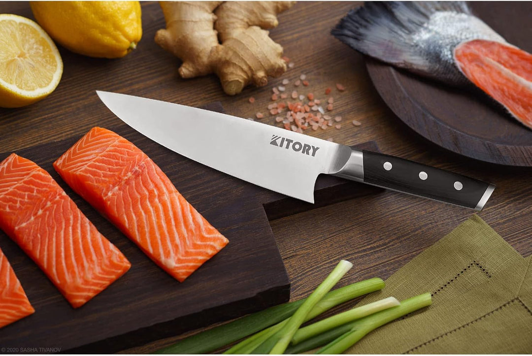 Kitory Kochmesser, Profi Küchenmesser, Scharf Chefmesser 20cm Klinge Fleischmesser mit Pakkaholzgrif