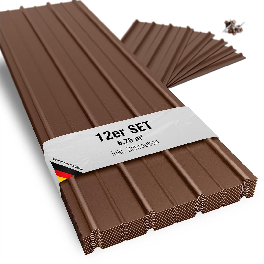 SMART Cover Set H12 Plus, 12 x Trapez-Abdeckblech 125 x 45 cm 6,75 m² Stärke 0,3 mm inkl. Schrauben