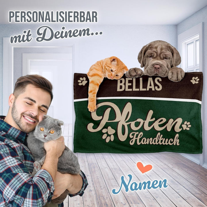 PR Print Royal Personalisiertes Hundehandtuch mit Name selbst gestalten - Pfotenhandtuch - Pfotentuc