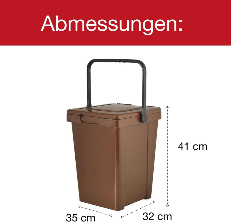 H+H 3984612 25 Liter brauner Nassbehälter, Kunststoff, Universale