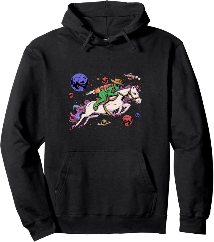 Ausserirdisches Einhorn im Weltraum reiten Pullover Hoodie