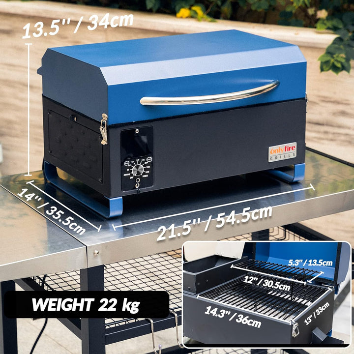 Onlyfire Pellet Smoker Grill, 8-in-1-Multifunktion Räucherofen, Pelletgrill inkl. Abdeckhaube, LED-B