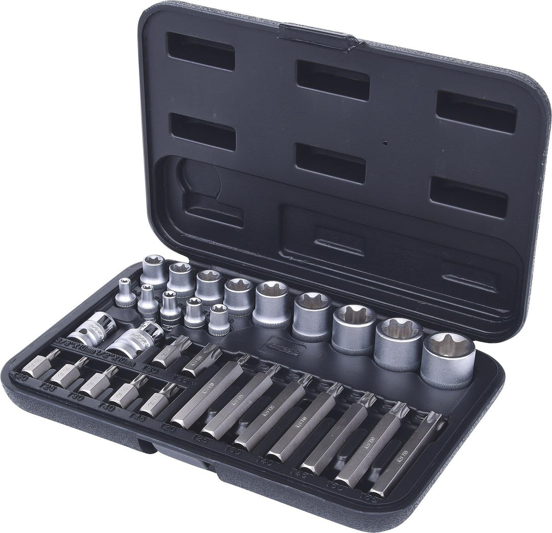 KS Tools 911.4301-2 TX-Steckschlüssel- und Bit-Satz, 30-tlg. Bits mit Bohrung