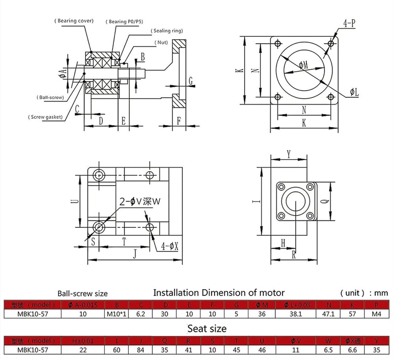 GooEquip SFU1204 Kugelumlaufspindel 300mm mit Halterung für Nema 23 Schrittmotor, BK10 / BF10 Unters