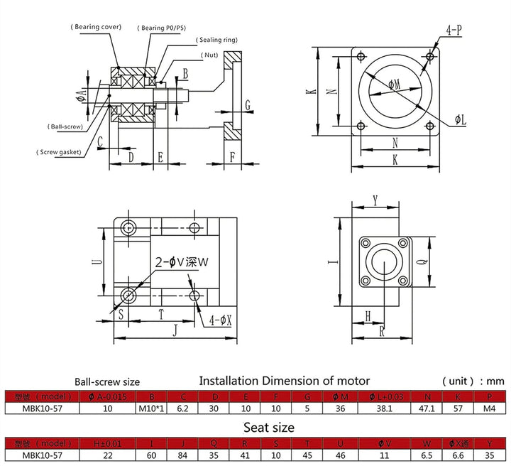 GooEquip SFU1204 Kugelumlaufspindel 350mm mit Halterung für Nema 23 Schrittmotor, BK10 / BF10 Unters