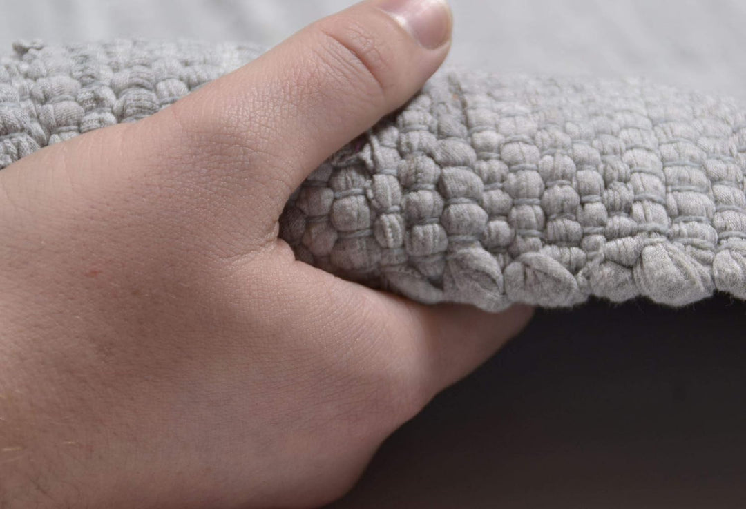 Theko | Dhurry Teppich aus 100% Baumwolle Flachgewebe Teppich Happy Cotton | handgewebt | Farbe: Gra