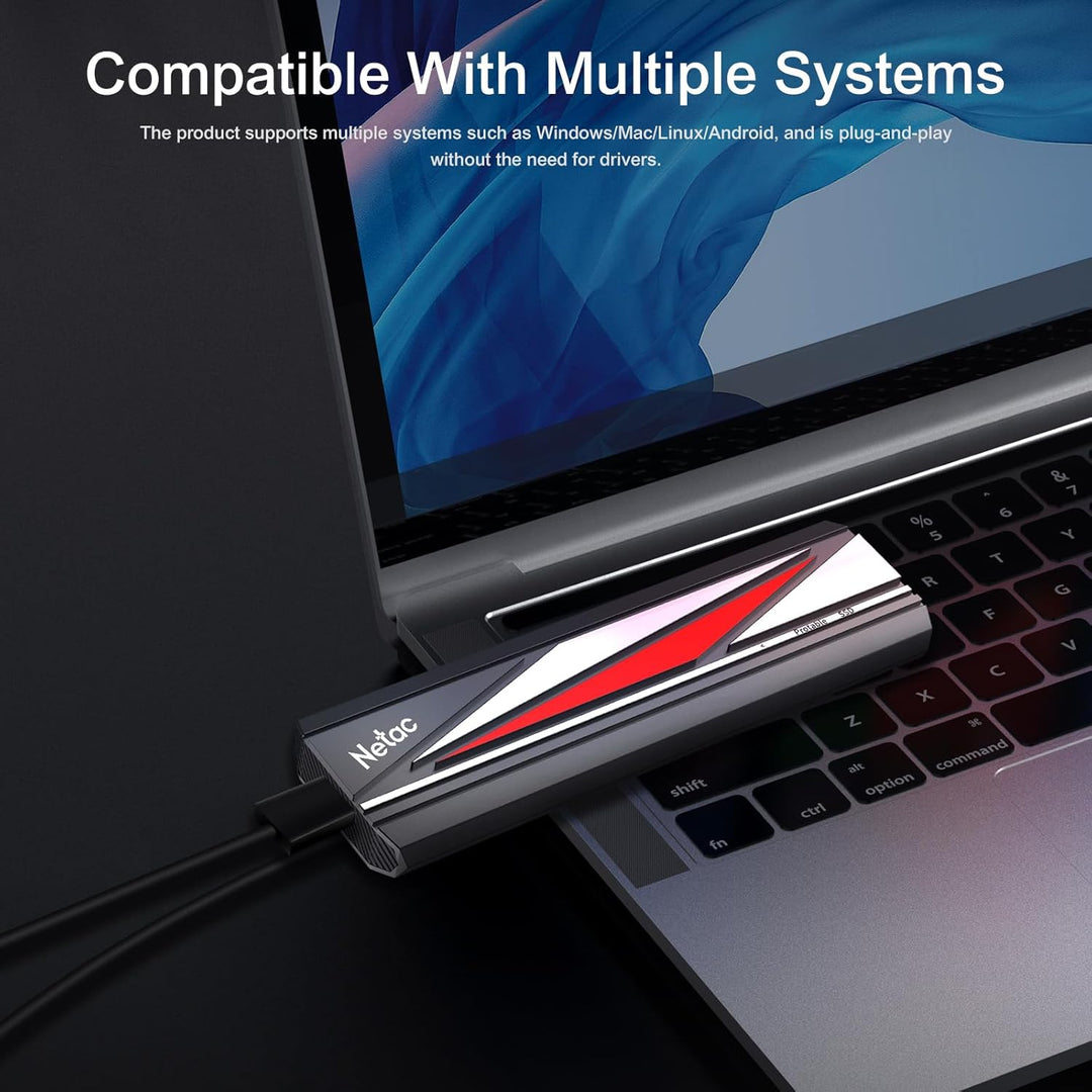 Netac 2TB Portable Externe SSD.Bis zu 2000MB/s Lesen/Schreiben, Externes Solid State Laufwerk USB3.2