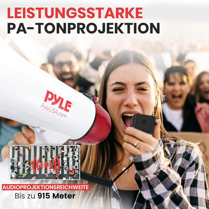 PYLE AUDIO INC Bluetooth Megaphone - PA Megaphone Speaker with Wired Microphone, Siren Alarm Mode, M