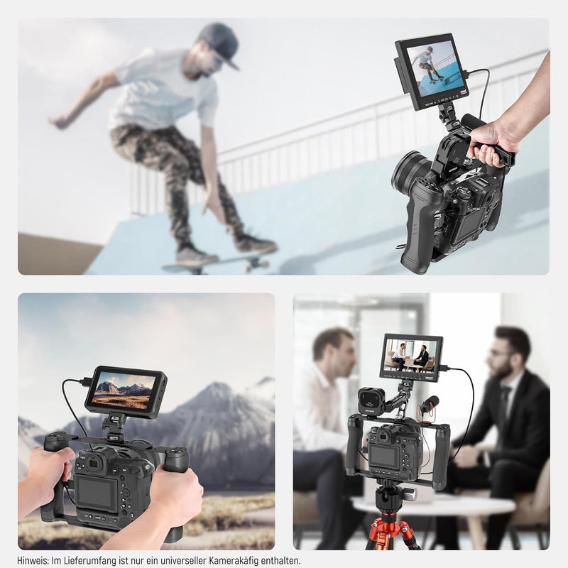 NEEWER Videokamera Käfig Rig mit Arca Basis, Doppelgriffen, 3/8" ARRI Aufnahme & 1/4" Gewinde, Cold