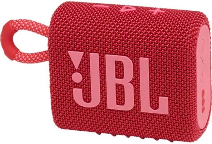 JBL GO 3 kleine Bluetooth Box in Rot – Wasserfester, tragbarer Lautsprecher für unterwegs – Bis zu 5