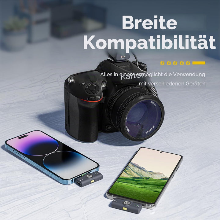 Hollyland Lark M2 Kabellos Lavalier Mikrofon für iPhone/Android/Kamera/PC/Laptop mit Lightning/USB-C