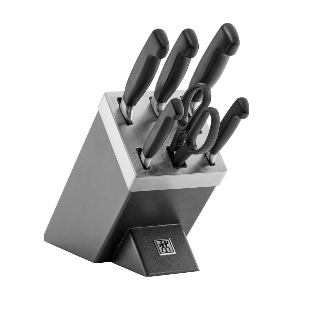 ZWILLING Selbstschärfender Messerblock, 7 teilig, schwarz, Vier Sterne Schwarz, Vier Sterne, Single,