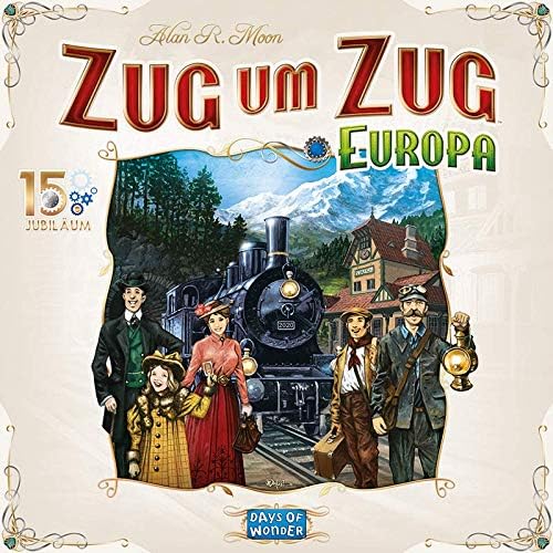 Days of Wonder | Zug um Zug – Europa 15. Jubiläum | Familienspiel | Brettspiel | 2-5 Spieler | Ab 8+