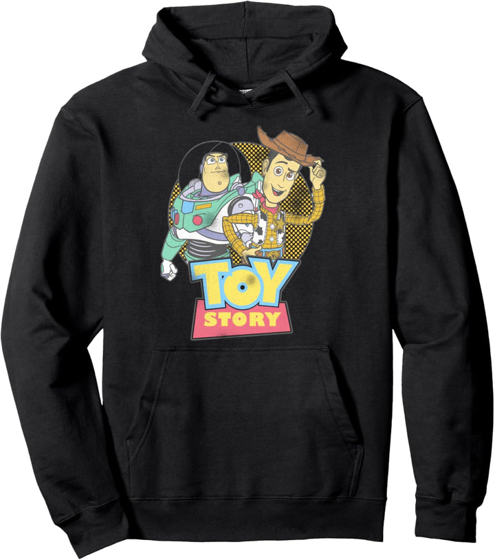Disney Pixar Toy Story Buzz Woody Distressed Retro Pullover Hoodie