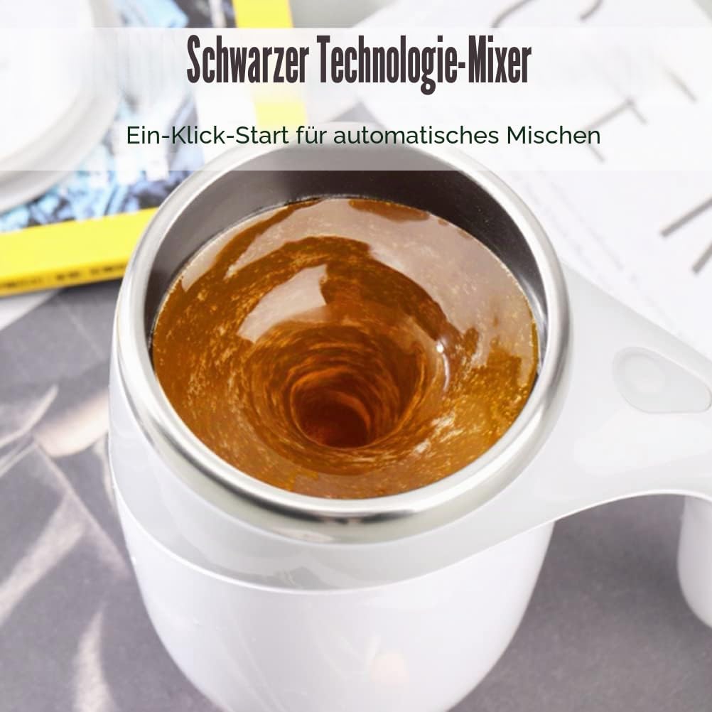 KKPLZZ Automatische magnetische Rührkaffeetasse, 380 ml elektrische Rührtasse Home Office Travel Aut
