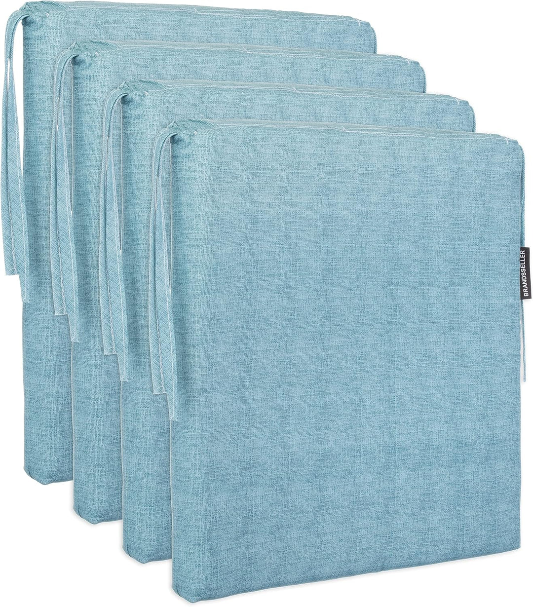 Brandsseller 4er Set Sitzkissen 40x40 cm in changierender Optik – Bequeme Stuhlauflagen mit Bindebän