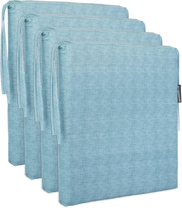 Brandsseller 4er Set Sitzkissen 40x40 cm in changierender Optik – Bequeme Stuhlauflagen mit Bindebän