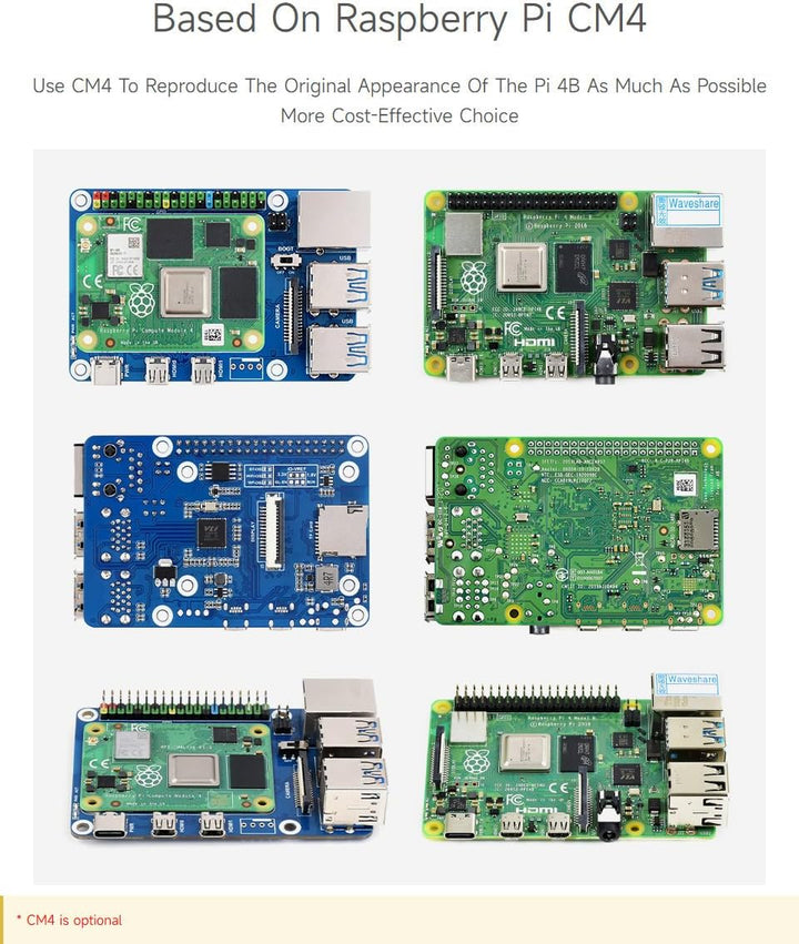 Waveshare CM4-to-Pi4-Adapter for Raspberry Pi CM4, Alternative Solution for Raspberry Pi 4B(Can be U