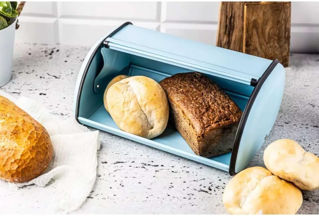 KING HOFF Brotkasten Brotbox Brotbehälter Brotdose (Blue, 44L x 27B x 18,5H cm) Blue 44 cm x 27 cm x