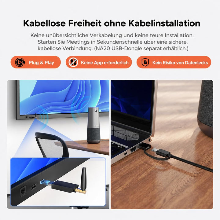 Nuroum C40(2nd Gen) 4K Videokonferenz-Webcam mit Mikrofon und Lautsprecher, 8MP CMOS Sensor,5X Zoom,