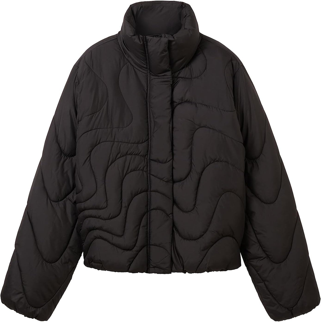 TOM TAILOR Denim Damen Steppjacke mit Stehkragen & Taschen, 14482 - Deep Black