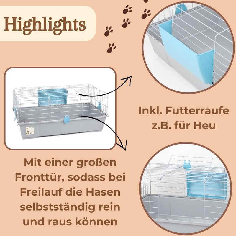 GarPet Kaninchenkäfig innen Indoor Hasenkäfig Meerschweinchen Käfig Hasenstall Kaninchenstall Nagerk