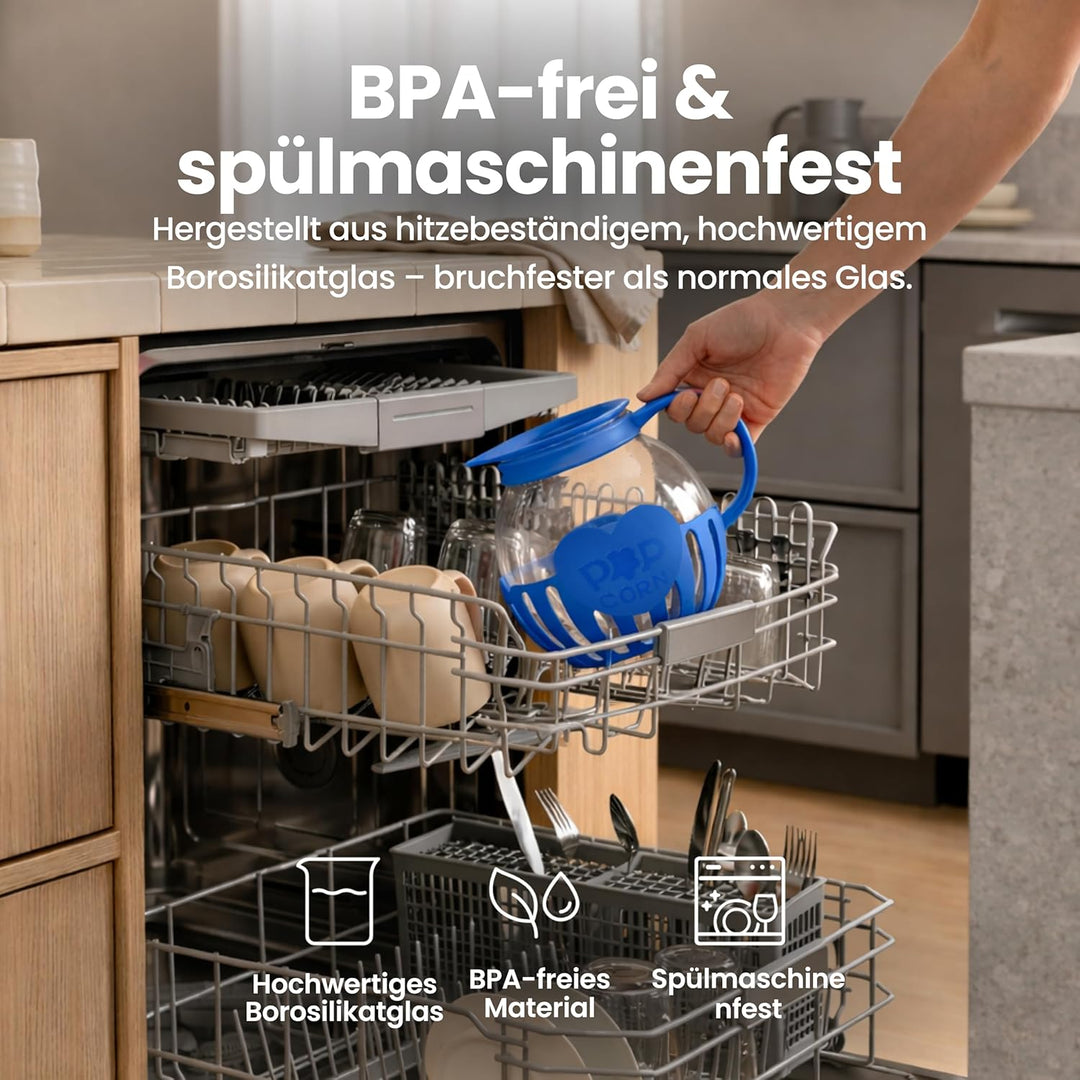 Netrox - Popcorn Maker für Mikrowelle – Glasbehälter, BPA-frei, spülmaschinengeeignet – Fettfreie Po