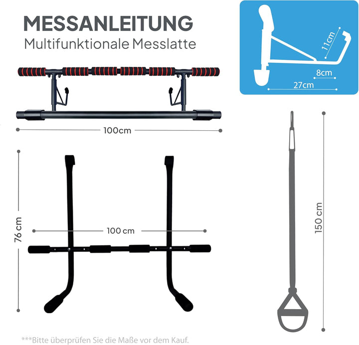 OcioDual Klimmzugstange Türrahmen mit Dip-Station Schraubenlose, Klimzugststange für Tür + Suspensio
