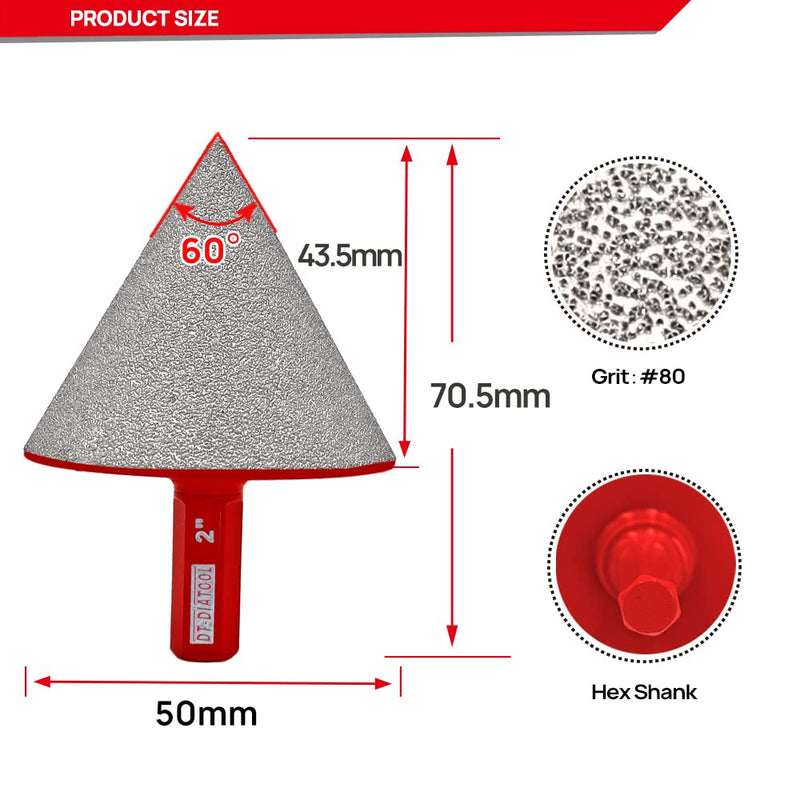 DT-DIATOOL Diamant-Fasen-Bits – Diamant-Senkbohrer 50 mm mit Sechskantschaft zum Vergrössern und For