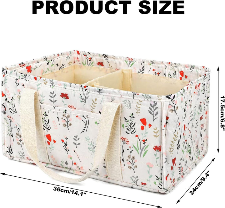 Wickeltisch Organizer Wickelkorb, Blatt Design, Formstabiler Diaper Bag mit 2 Trennwänden und Verstä