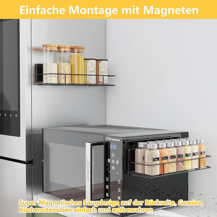 Golden Bell 2 Stück Gewürzregal Magnetisch, Magnet Regal Kühlschrank, Gewürzregal Ohne Bohren, Stark
