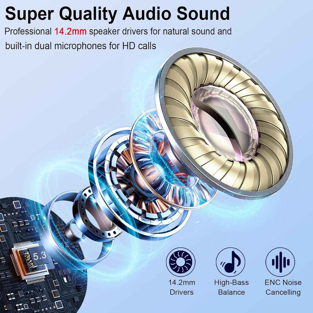Drsaec Bluetooth 5.4 Kopfhörer, 2025 Neu In Ear Kopfhörer Kabellos Bluetooth 6D Tiefer Bass Kabellos