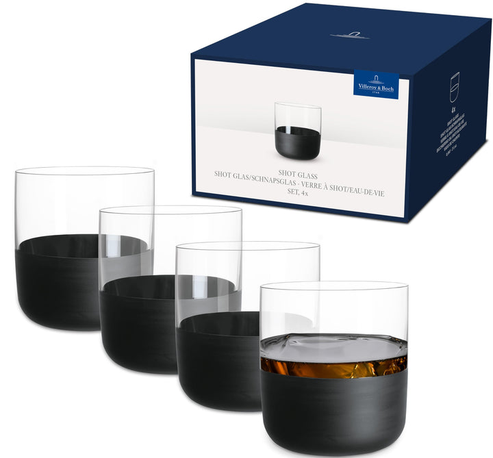 Villeroy & Boch – Manufacture Rock Shot Glas Set/ Schnapsglas, Set 4 teilig, Kristallglas mit mattsc