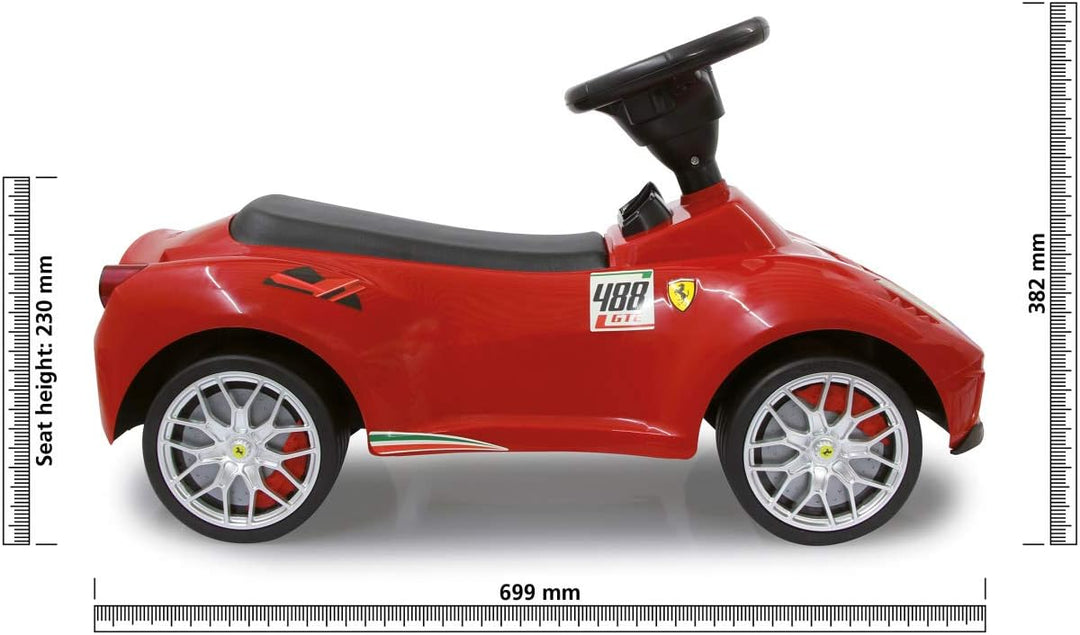 JAMARA 460604 - Rutscher Ferrari 488 GTE - Hupe am Lenkrad, originalgetreue Optik, Kippschutz, Kunst