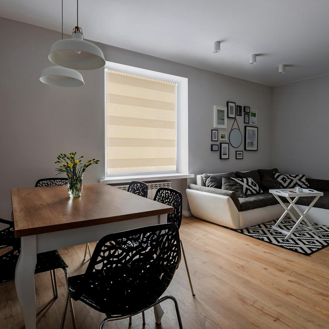 Doppelrollo Bambus, 75x150cm, Creme, mit extra Breiten Stoff-Streifen in Bambusgras-Optik, Klemm-Fix