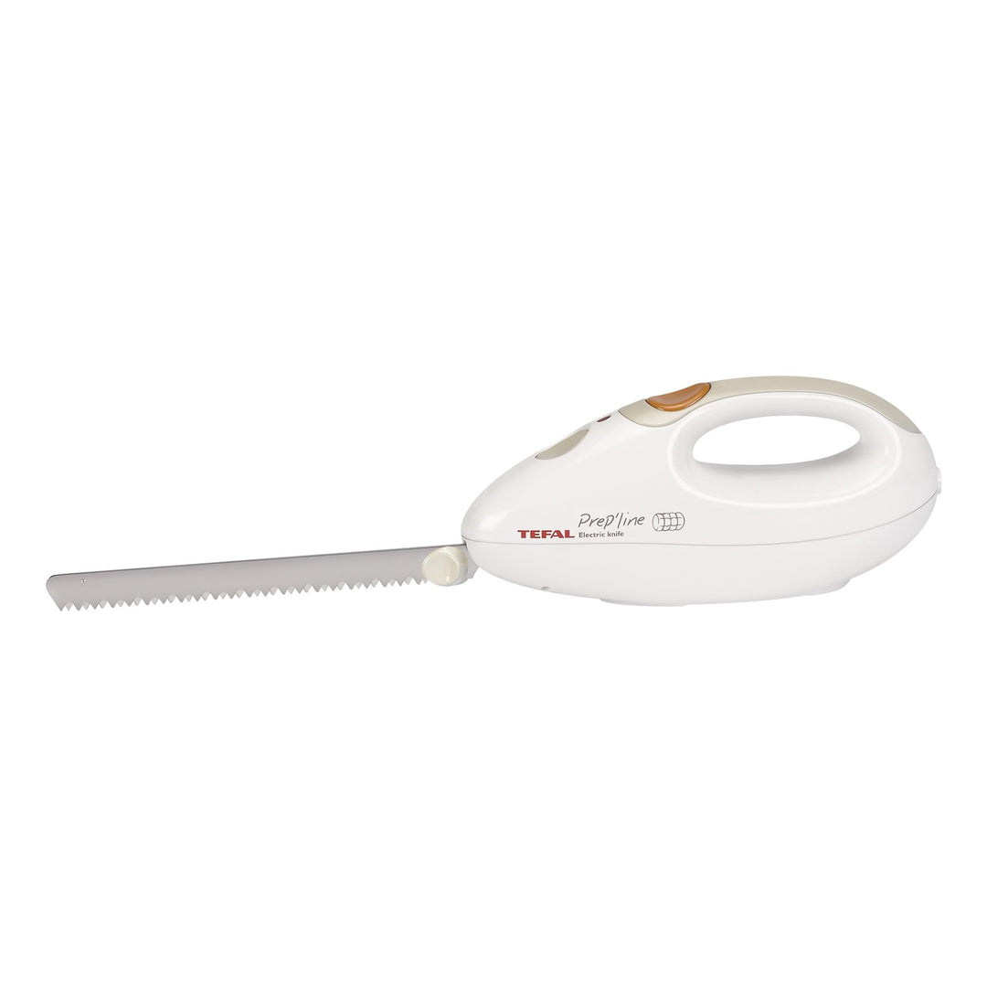 Tefal 8523.31 Elektrisches Messer | 100 Watt | Edelstahlkling | geeignet für Tiefkühl-Gut | weiss/gr