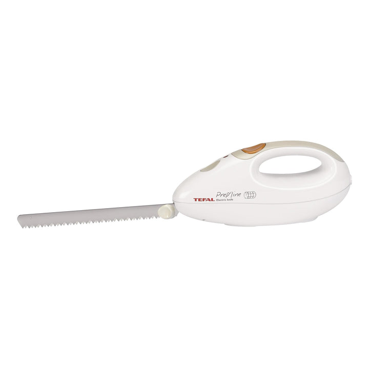 Tefal 8523.31 Elektrisches Messer | 100 Watt | Edelstahlkling | geeignet für Tiefkühl-Gut | weiss/gr