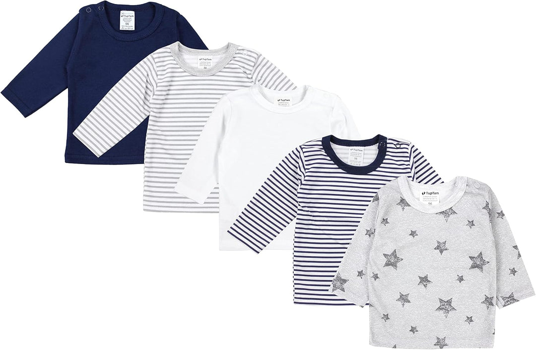 TupTam Baby Jungen Langarmshirt Gestreift 5er Set 62 Mehrfarbig 6, 62 Mehrfarbig 6