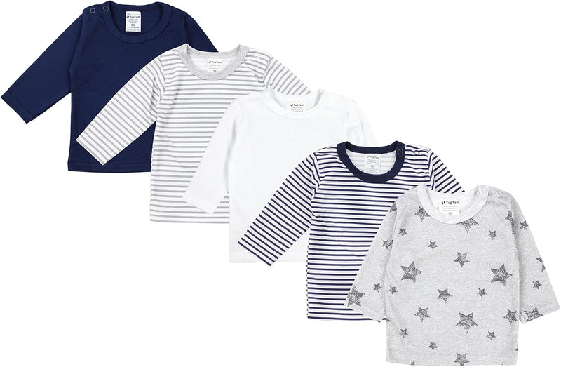 TupTam Baby Jungen Langarmshirt Gestreift 5er Set 56 Mehrfarbig 6, 56 Mehrfarbig 6